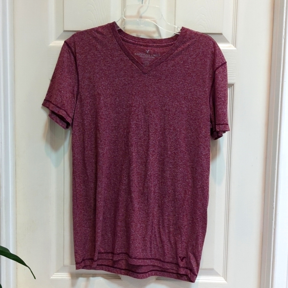 American Eagle Legends Men's Short Sleeve V-Neck Tee Plum Size Med